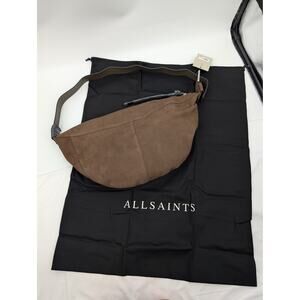 NWT AllSaints Luna Slouchy Suede Shoulder Bag Fango Brown Boho Neutral Staple